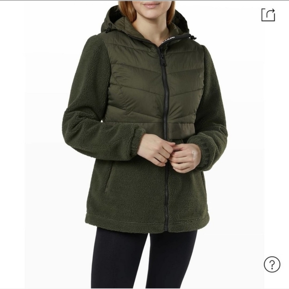 Pajar Canada Myna Chevron-Quilt and Sherpa Jacket In a Military green